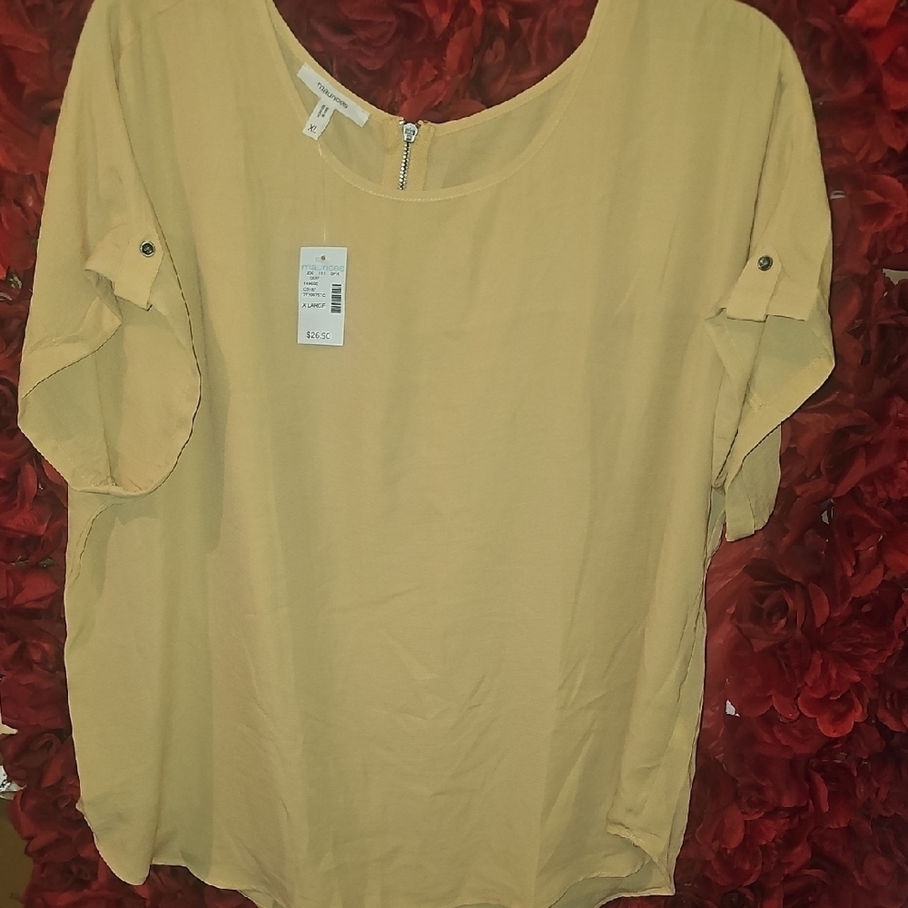 Maurices NWT Maurice's Light Mustard Blouse Size Xlarge